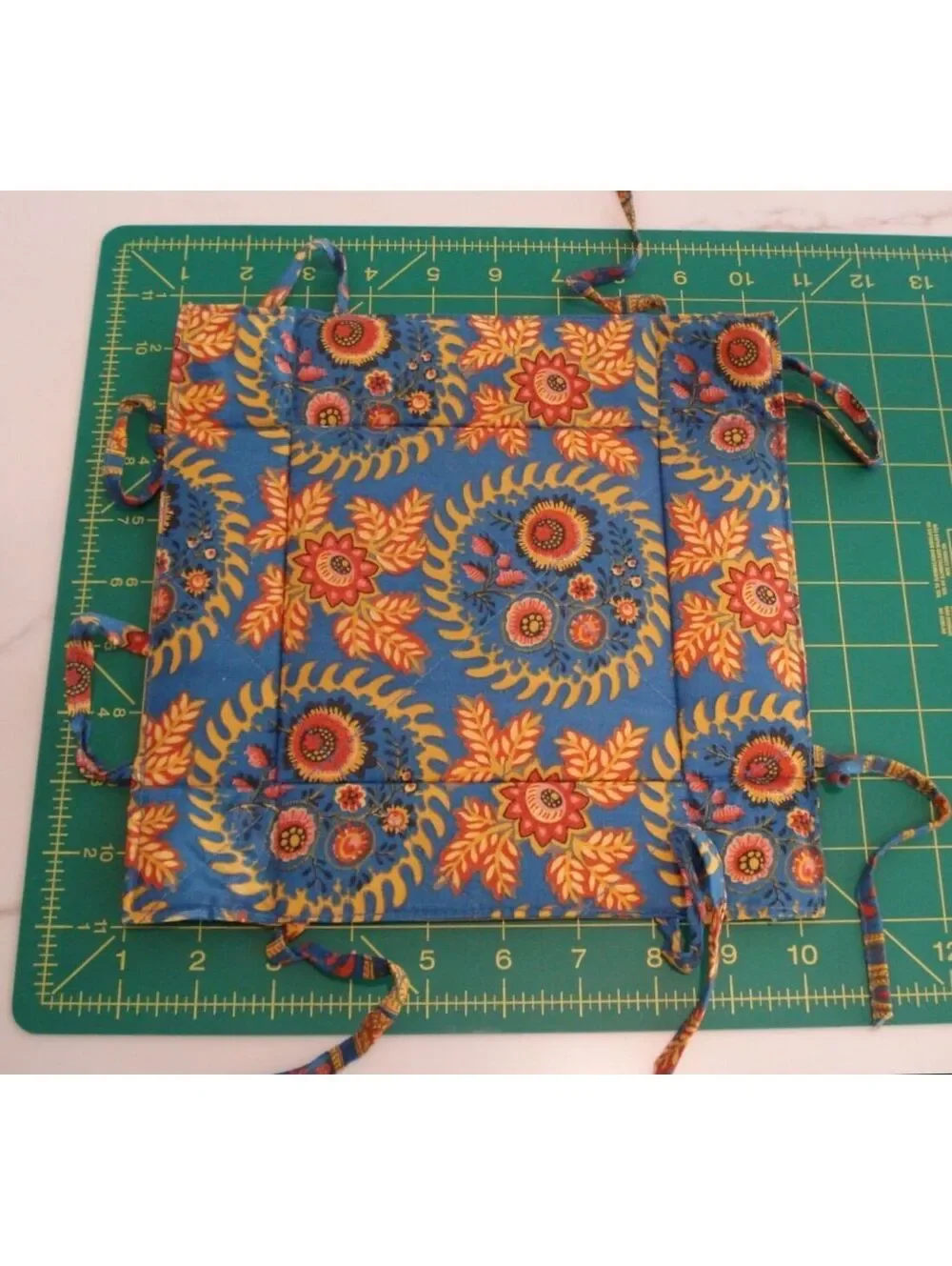 French Provencal Blue, Yellow and Orange Floral & Paisley Print Breadbasket